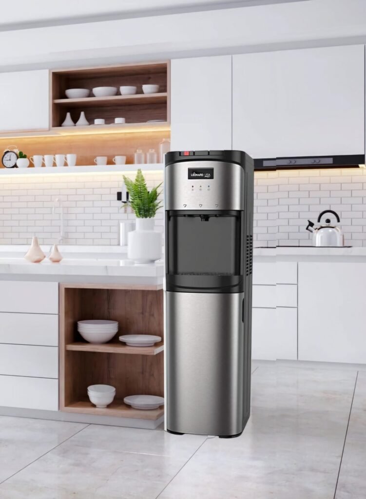 LEONARD Usa Bottom Loading Water Dispenser Stainless Steel Hot, Cold & Normal For Home, Office Or Bar, Based On American Technology (Stainless Steel & Black), 5 Liters