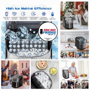 LEONARD USA Ice Cube Maker Machine with Self-Cleaning Function, Automatic with Inverter Technology, Makes Instant Bullet Ice Cubes in 6-8 Minutes, 26 lbs/day (Black) (Based on American Technology)