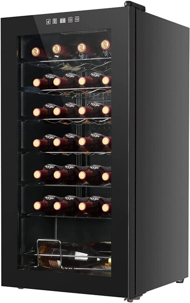 LEONARD USA 82 L Inverter Wine Chiller l Touch Control l Toughened Glass Door with UV-Protection l LED Interior Light (Based on American Technology) (Single Door, Black)