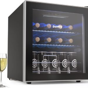 Danby USA 55 L Inverter Wine Chiller l Wine Cooler l Touch Control l LED Interior Light l Toughened Glass Door with UV-Protection (Black)