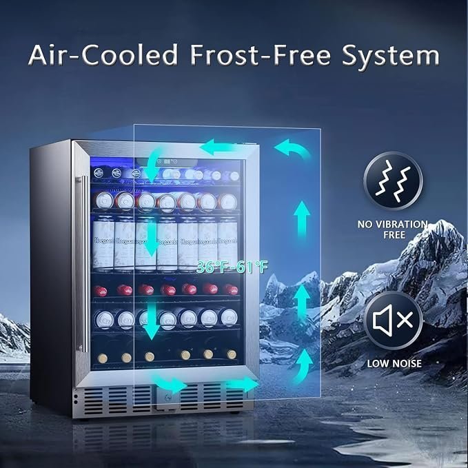 LEONARD USA 155 L Inverter Built-in Wine Chiller, Wine Cooler, Under Counter, Touch Control, Toughened Glass Door with UV-Protection, LED Interior Light with Safety Lock for Home, Bar & Office - Image 3