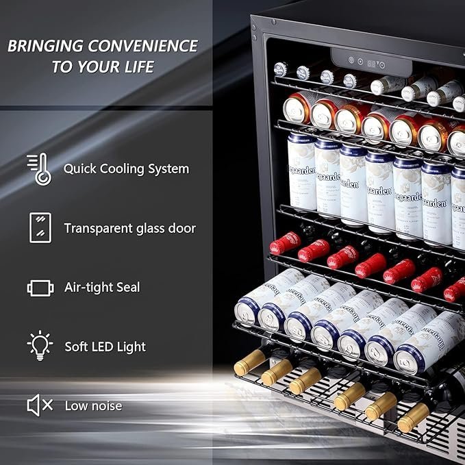 LEONARD USA 155 L Inverter Built-in Wine Chiller, Wine Cooler, Under Counter, Touch Control, Toughened Glass Door with UV-Protection, LED Interior Light with Safety Lock for Home, Bar & Office - Image 7