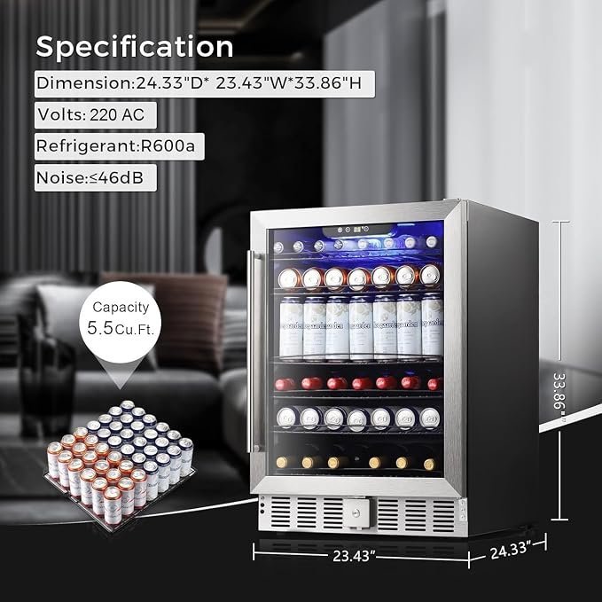 LEONARD USA 155 L Inverter Built-in Wine Chiller, Wine Cooler, Under Counter, Touch Control, Toughened Glass Door with UV-Protection, LED Interior Light with Safety Lock for Home, Bar & Office - Image 5