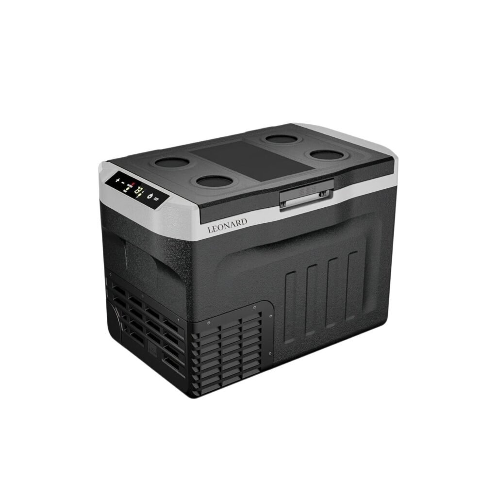 LEONARD USA Car Fridge Cooler Freezer 21 L With Compressor, Vehicle Refrigerator With 12/24V DC 110-240V AC For Indian Cars, SUV, RV, Camping, Outdoor (Black) (Based On American Technology)
