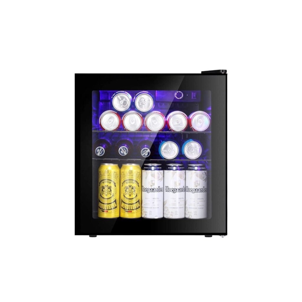 LEONARD USA 52 L Inverter Mini Fridge/Wine Chiller with Toughened Glass Door with UV-Protection l LED Interior Light l Temperature Control for Home Bars (Based on American Technology) (Black)
