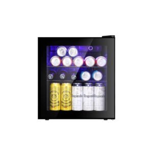 LEONARD USA 52 L Inverter Mini Fridge/Wine Chiller with Toughened Glass Door with UV-Protection l LED Interior Light l Temperature Control for Home Bars (Based on American Technology) (Black)