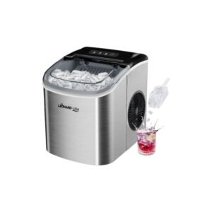 LEONARD USA Ice Maker Machine Stainless Steel with Self-Cleaning Function, Automatic with Inverter Technology, Makes Instant Bullet Ice Cubes in 7-9 Minutes, 12Kg/day (Based on American Technology)