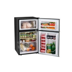LEONARD USA 115 L Inverter Double Door Mini Fridge for Home Small Fridge with Separate Deep Freezer Compartment & Interior Light for Bar (Based on American Technology) (Black & Silver)